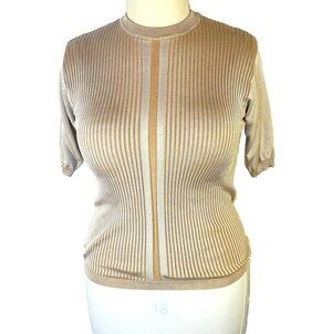 Bachrach Short Sleeve Sweater Womens XL Mens M Multi Ribbed Crew Neck Vintage